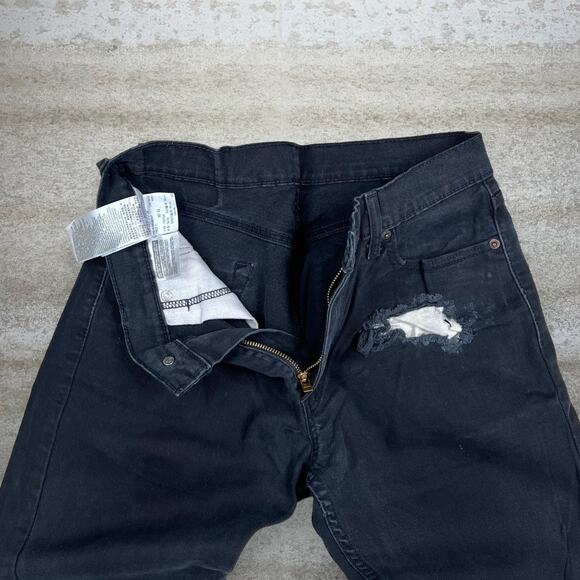 Levis Jeans 513 Slim Straight Fit Jet Black Wash Denim Paper Tag Distressed - Picture 6 of 7